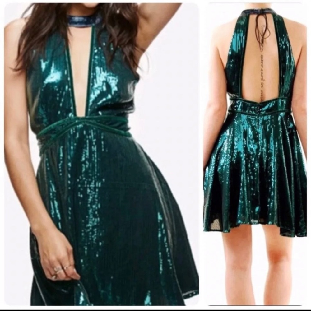 Free People Blue Green Dress NWT